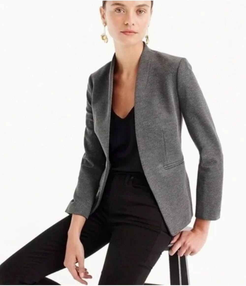 J.CREW 365 Gray Collarless Going Out Blazer in Stretch Twill // 4
